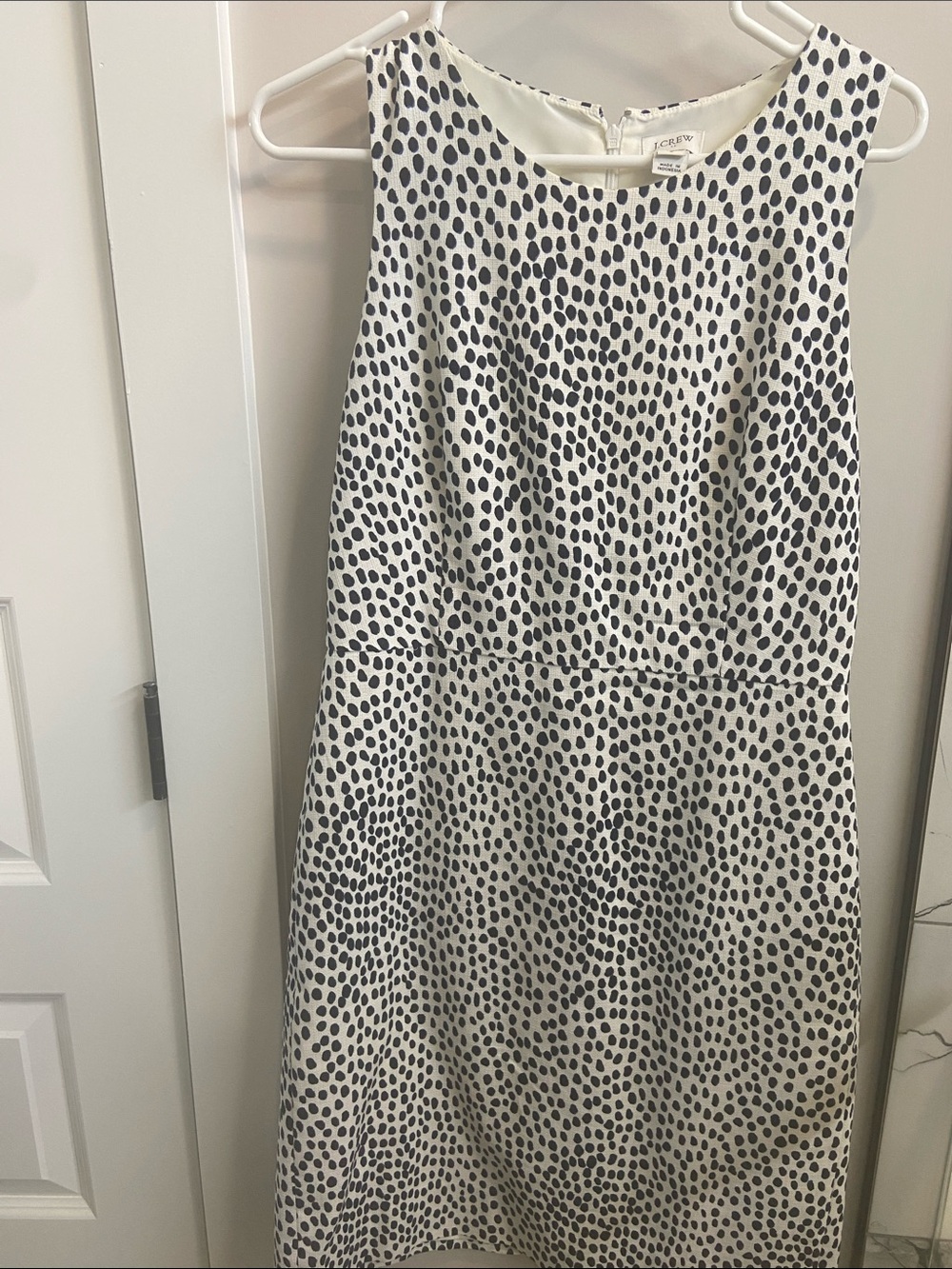J. Crew White Dress with Black Dot Print